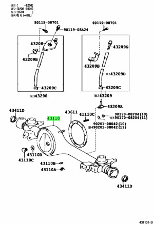 Чулок моста Toyota 43110-60390 для Toyota Land Cruiser 80 передний лочный