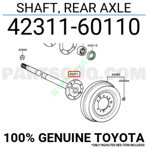 Полуось задняя Toyota 42311-60111 (42311-60110) для Toyota Land Cruiser 80 правая короткая лочная