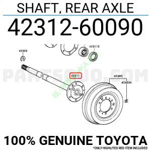 Полуось задняя Toyota 42312-60091 (42312-60090) для Toyota Land Cruiser 80 левая длинная